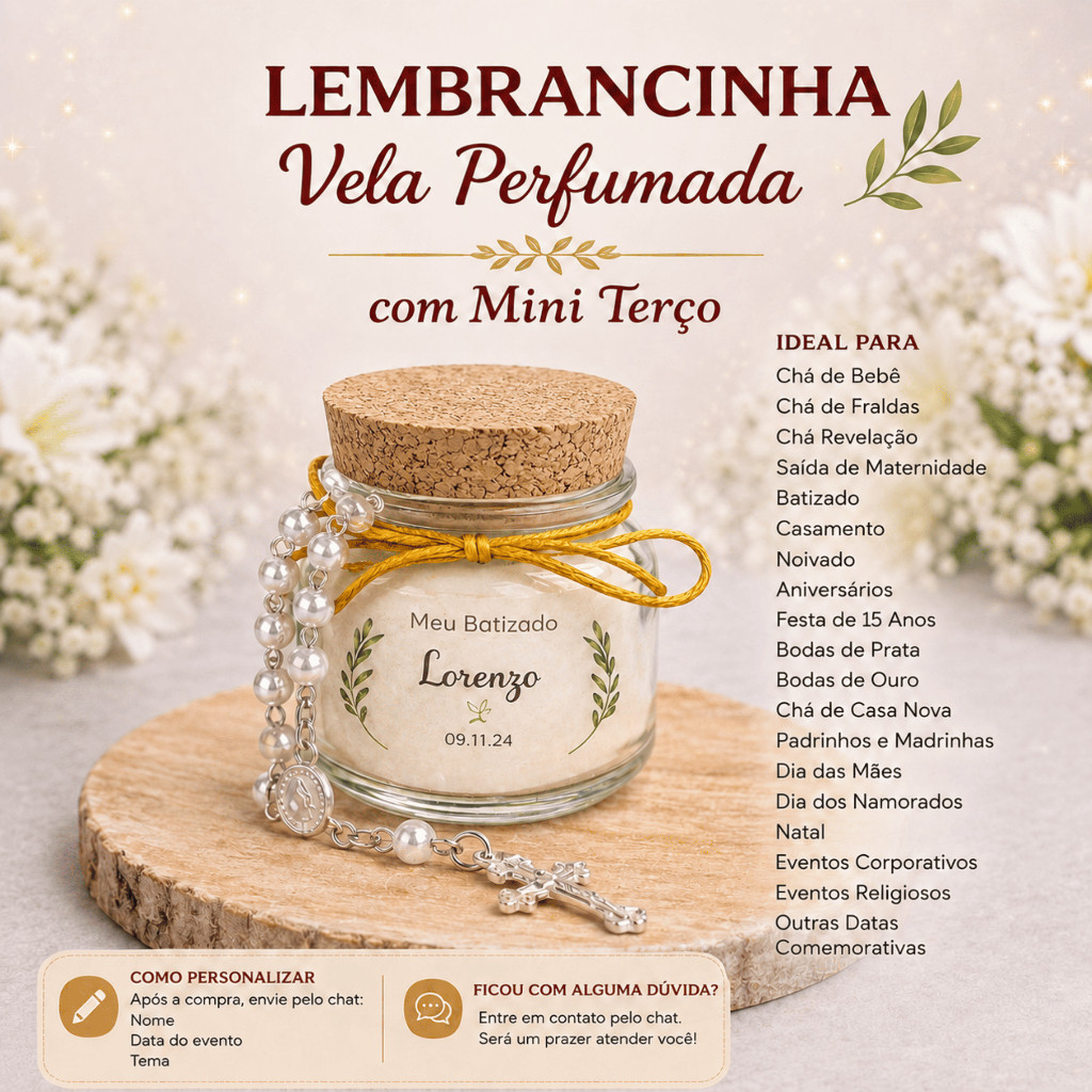 10 Lembrancinhas Primeira Eucaristia Personalizadas | Mini Terço ou Lembrança Religiosa-Espirito Santo
