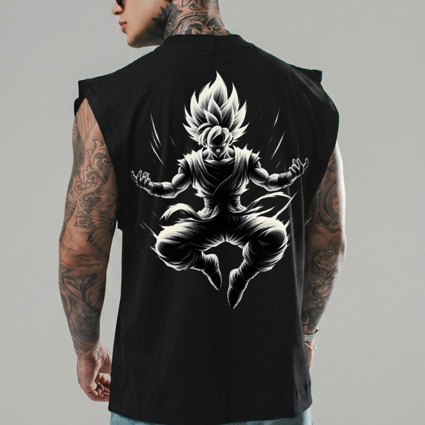 Regata Streetwear Oversized Masculina Lançamento Confortavel Estilo Anime Longline Para Treino Academia