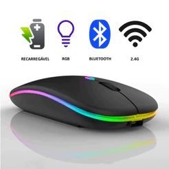 Mouse Sem Fio Recarregável com LED RGB: Conforto e Eficiência para seu Home Office REAL