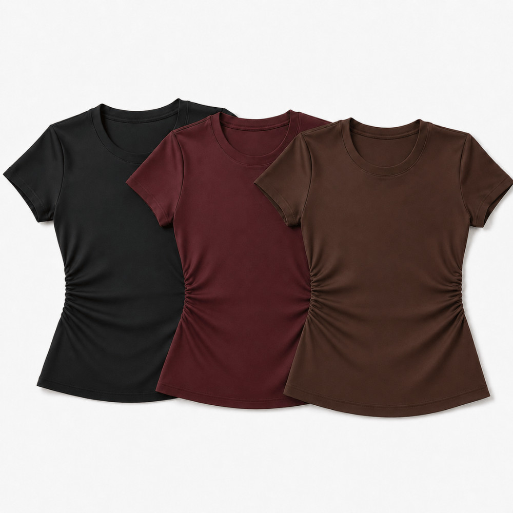 Camisa Feminina Drapeada Casual Tendência Elegante Social