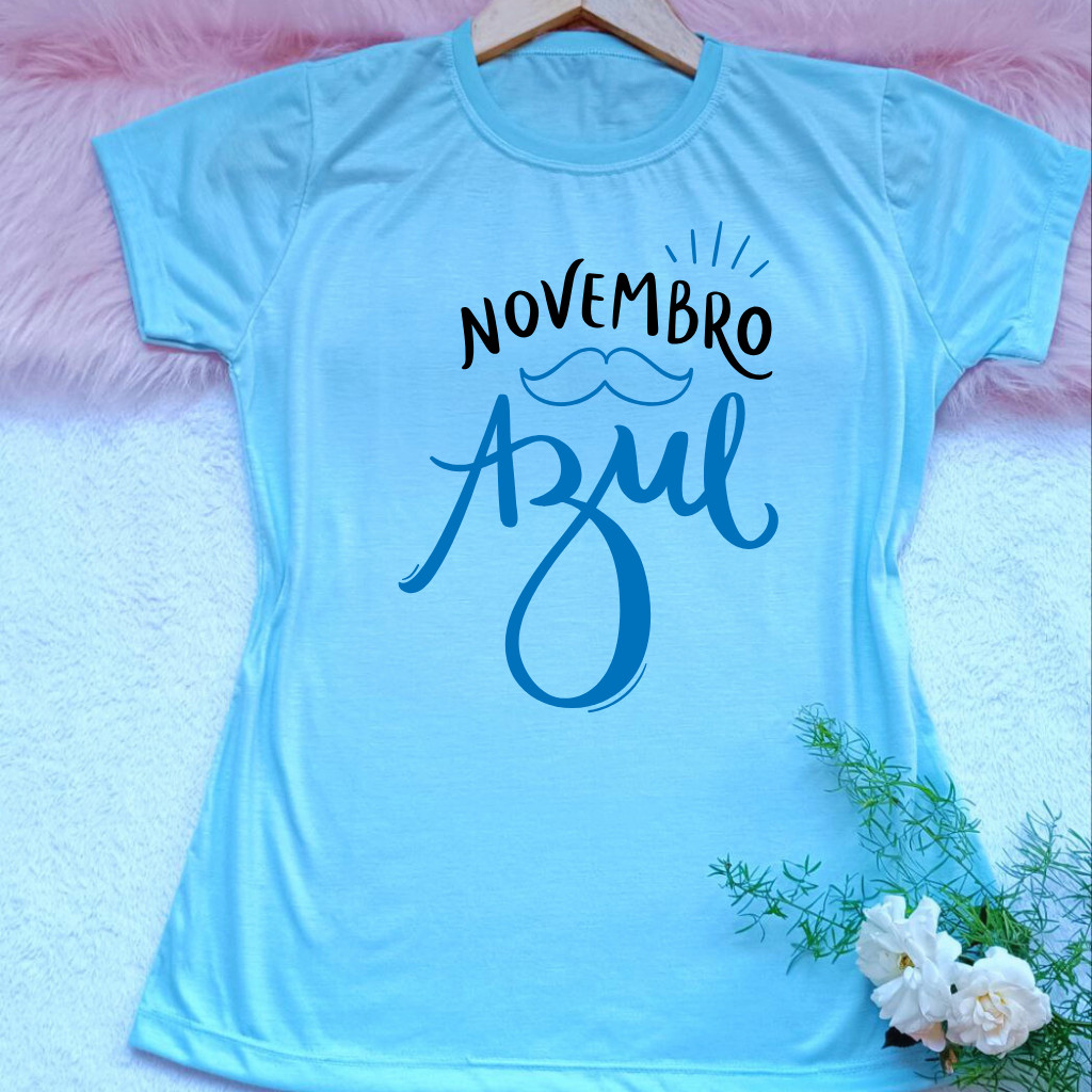 Camiseta camisa blusa t shirt feminina novembro azul vários modelos roupa feminina