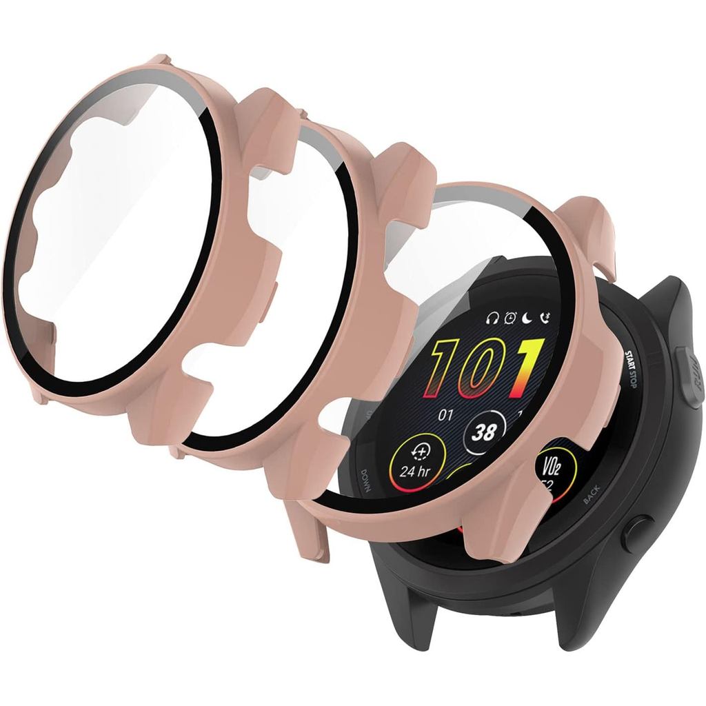 3PakHardPasewithTemperedGlassScreenProtectorcompatívelcomGarminForerunner265SaseScreenProtectorUltra-ThinOverallProtecto