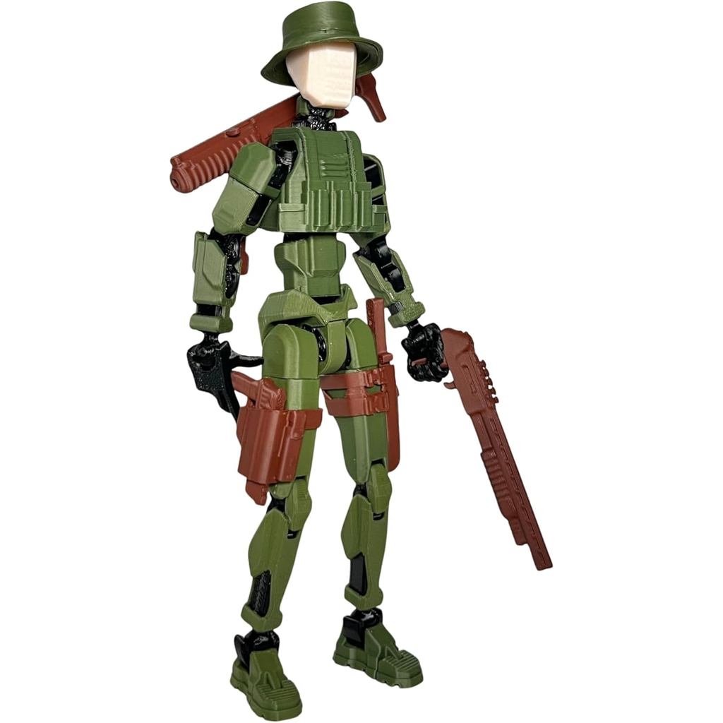 Figura de Ação T13 (Dummy 13 / Titan 13), Soldado da Selva - Robô Articulado Impresso em 3D com Acessórios para Animação