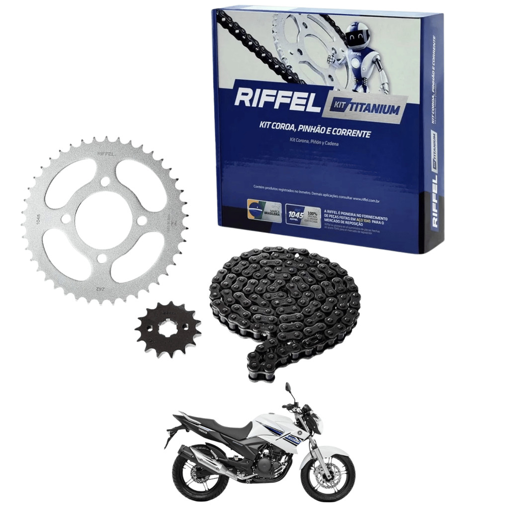 KIT RELACAO TRANSMISSAO RIFFEL FAZER 250 2006 A 2017 SEM RETENTOR