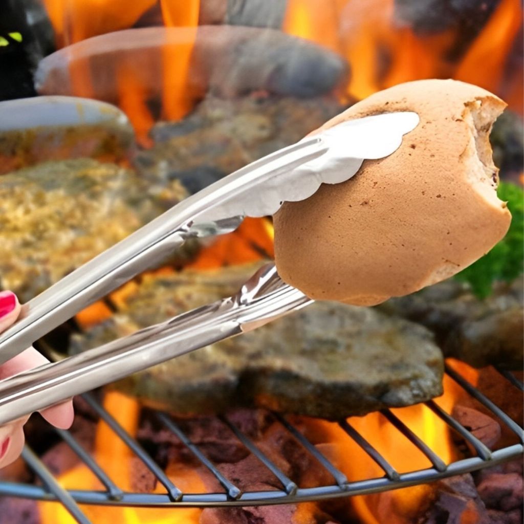 Pegador Pinça para Churrasco Saladas e Alimentos 33cm Aço Inox Dasshaus