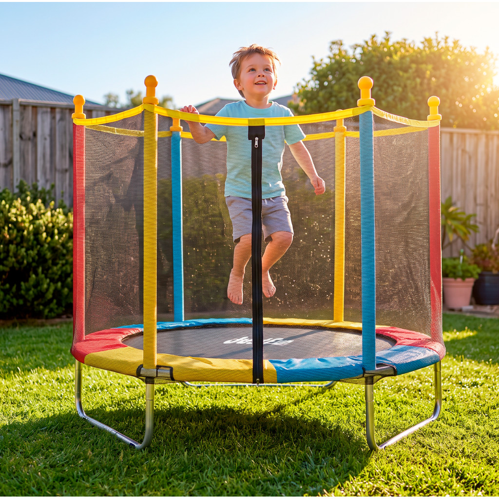 Cama Elástica Infantil 1,40M Pula Pula Trampolim Mini com Rede de Proteção Color