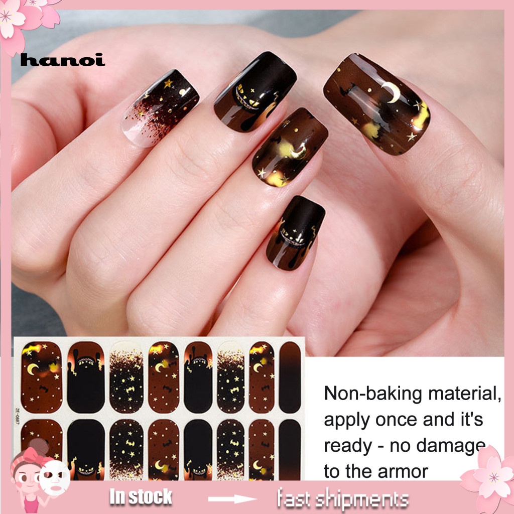 Halloween Nail Art Stickers Glow-in-the-dark Decals – Spider Web Ghost Spooky for Women for