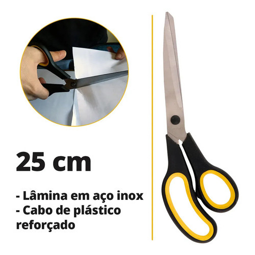 Tesoura Multiuso 250mm para Escritório Escola e Uso Geral Vonder