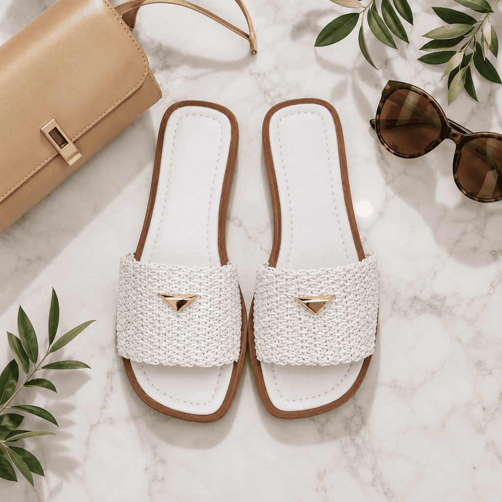 Papete Feminina Sandália Rasteirinha Chinelo Casual Bico Quadrado Moda Feminina Confortável Verão