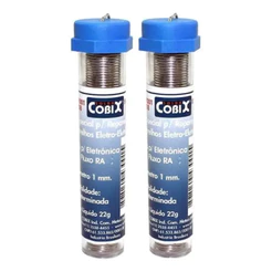 Kit 2 Tubos Solda Estanho 1mm Cobix 63x37 com Fluxo Fio Liga Estanho Chumbo Solda Eletrônica 220V Profissional