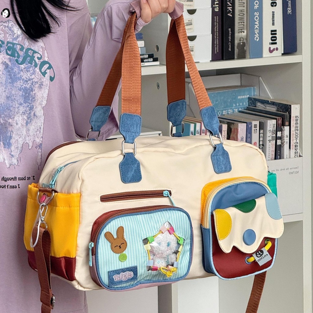 Bolsa De Viagem Expansível Estilo Coreano-Bagagem Fofa De Grande Capacidade Para Viagens Curtas
