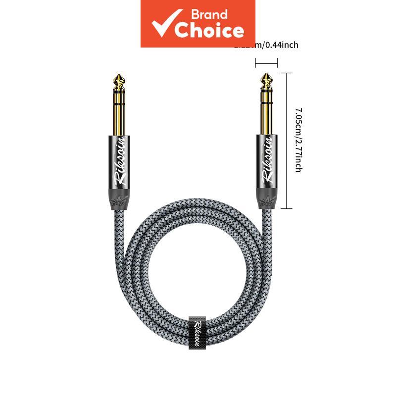 Cabo de Áudio Estéreo Balanceado TRS 6.35mm Riksoin para Instrumentos e Amplificadores de Áudio