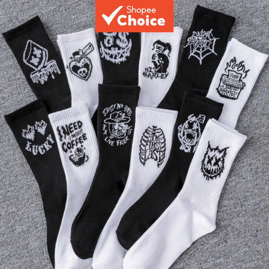 Meias De Contraste Streetwear – Masculinas Com Padrão Graffiti Para Skate , Esportivas De Alta Elasticidade , Várias Qua