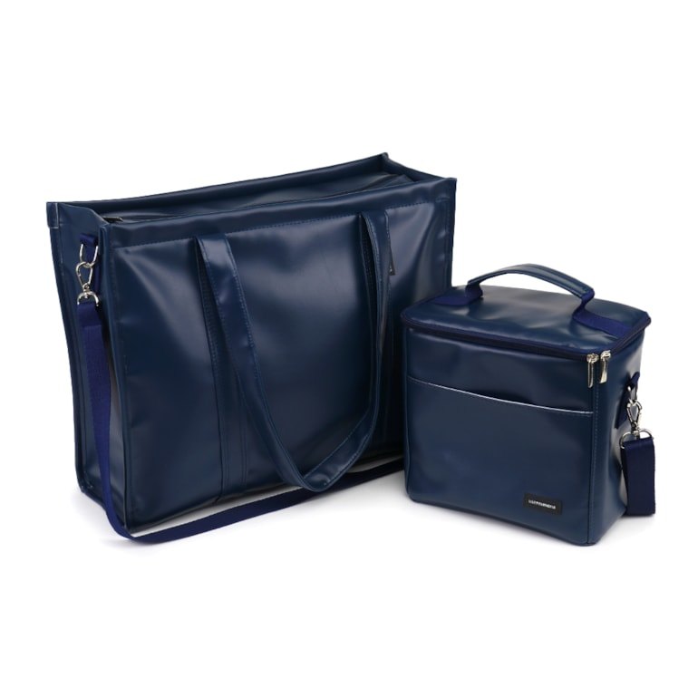 Kit Bolsa Tote Pro com Alça + Térmica Move Média Azul Atlântico