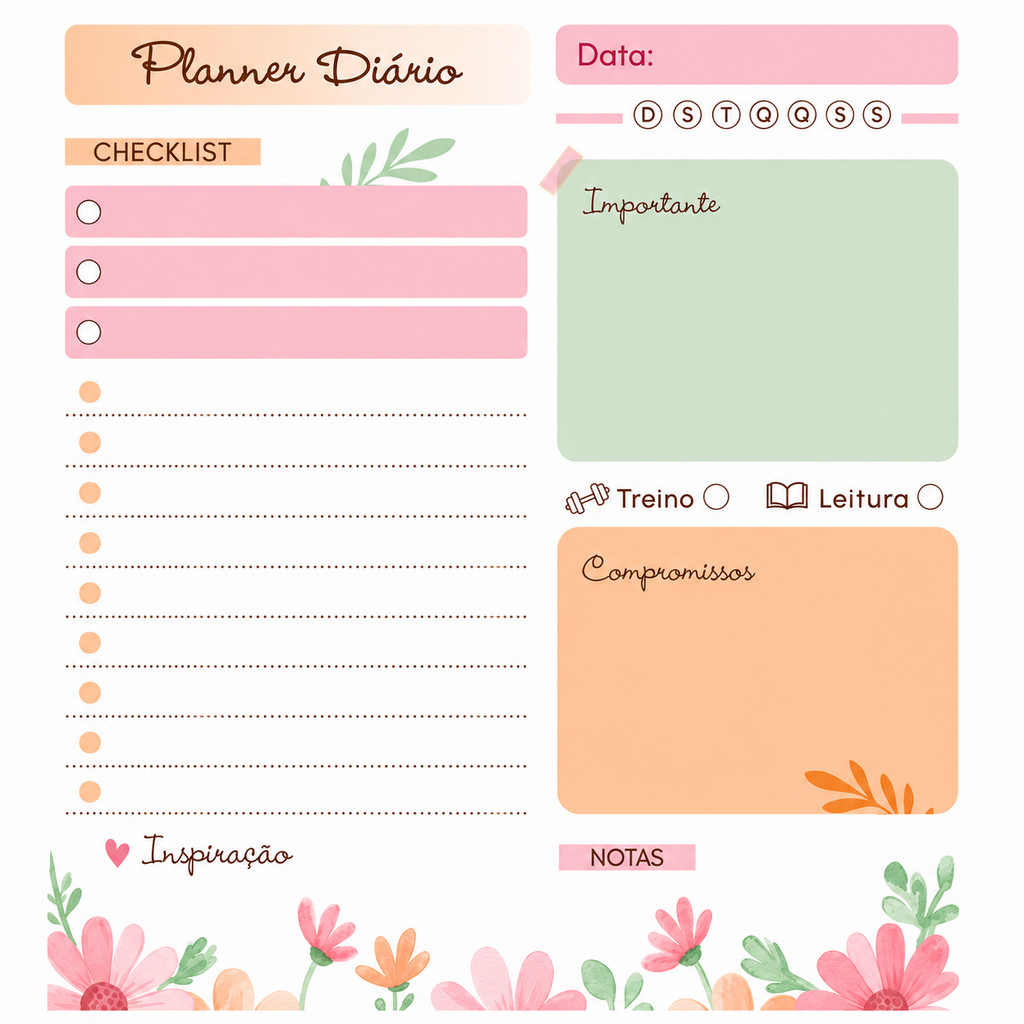 Planner Diário de Mesa A4 - 52 folhas - Organize sua semana com foco e intenção