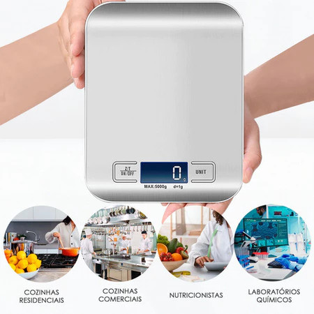 Balança Digital Cozinha Inox 10kg Alta Precisão Escala 1g com Pilhas