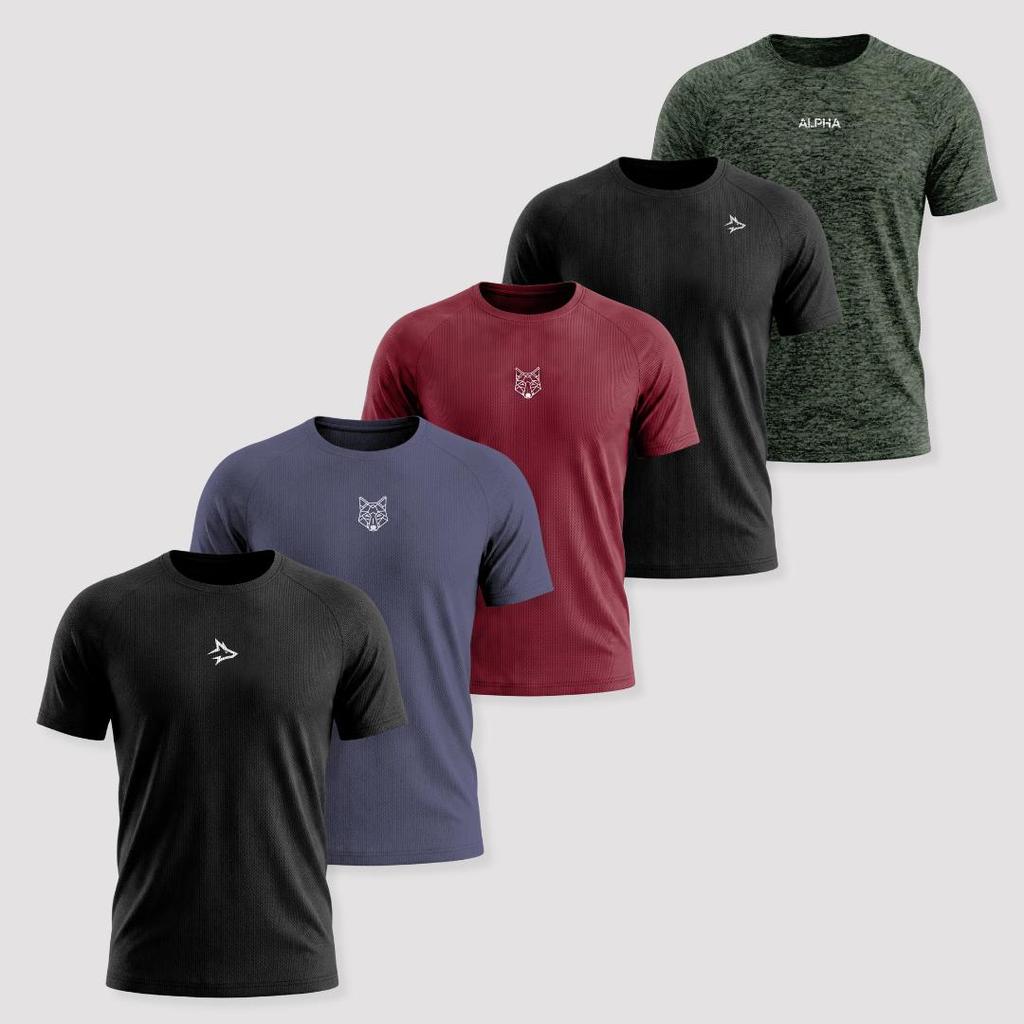 Kit 5 Camisetas Dry Masculina Esporte Treino Alpha