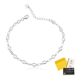 Pulseira Moissanite de Prata 925 Ponto de Luz Gota