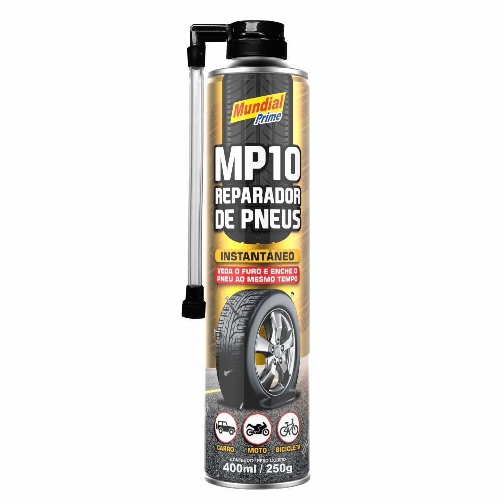 Reparador de Pneus MP10 Veda Furos 400ml Mundial Prime