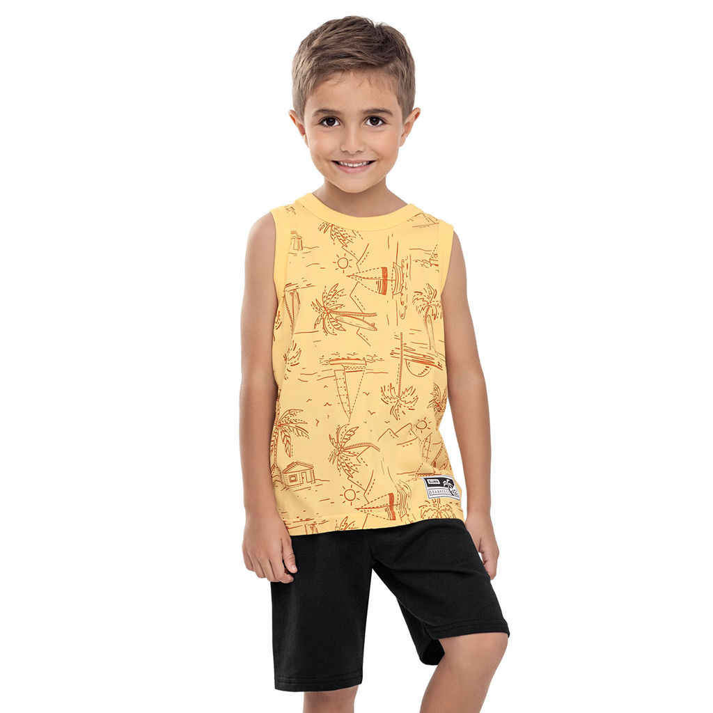 Conjunto Curto Infantil Menino Praiano Elian Amarelo