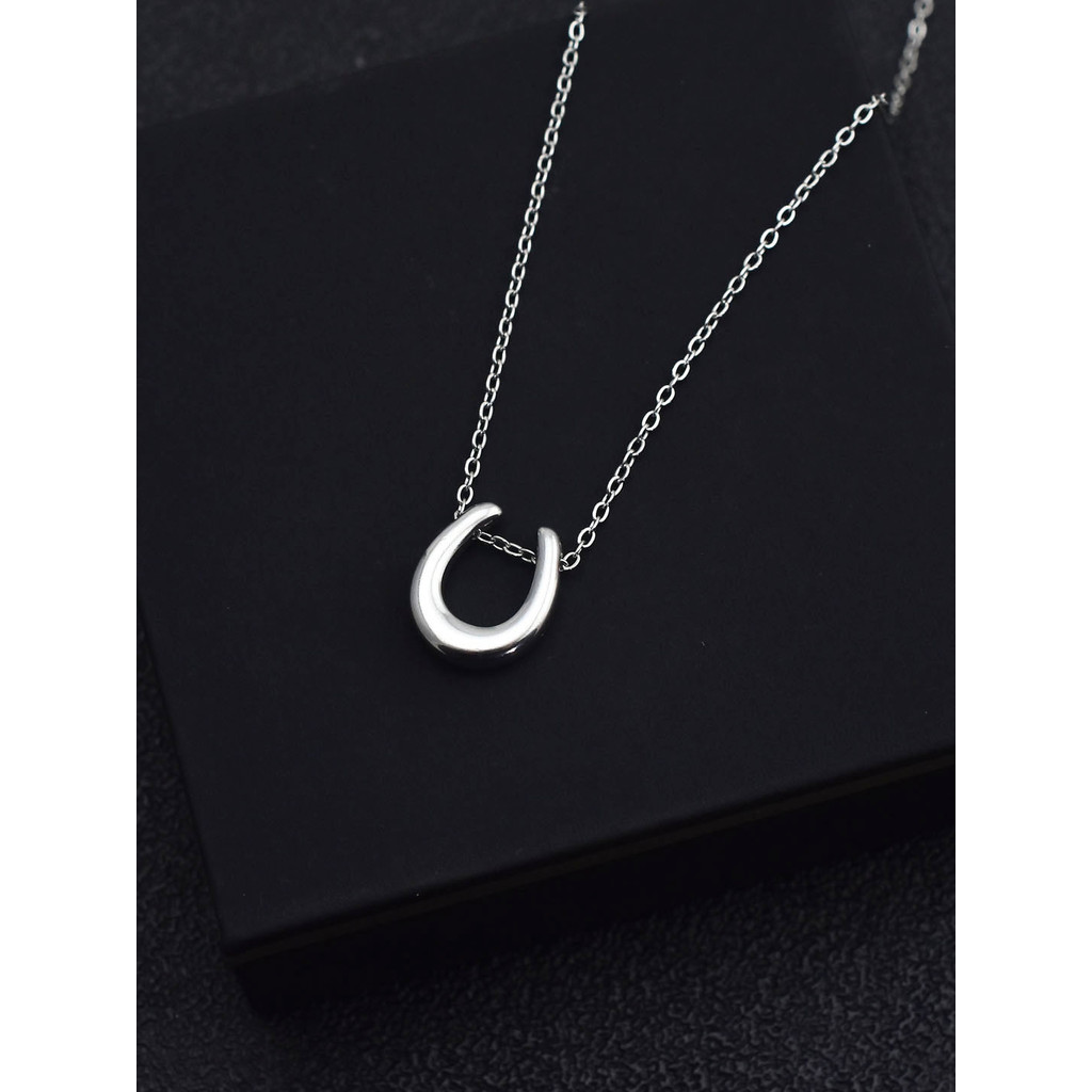 Simples prata em forma de ferradura colar feminino clavícula corrente nicho Design All-Match Metal corrente luz luxo alt