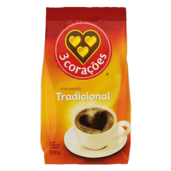 3 Corações Café torrado e moído tradicional 500g