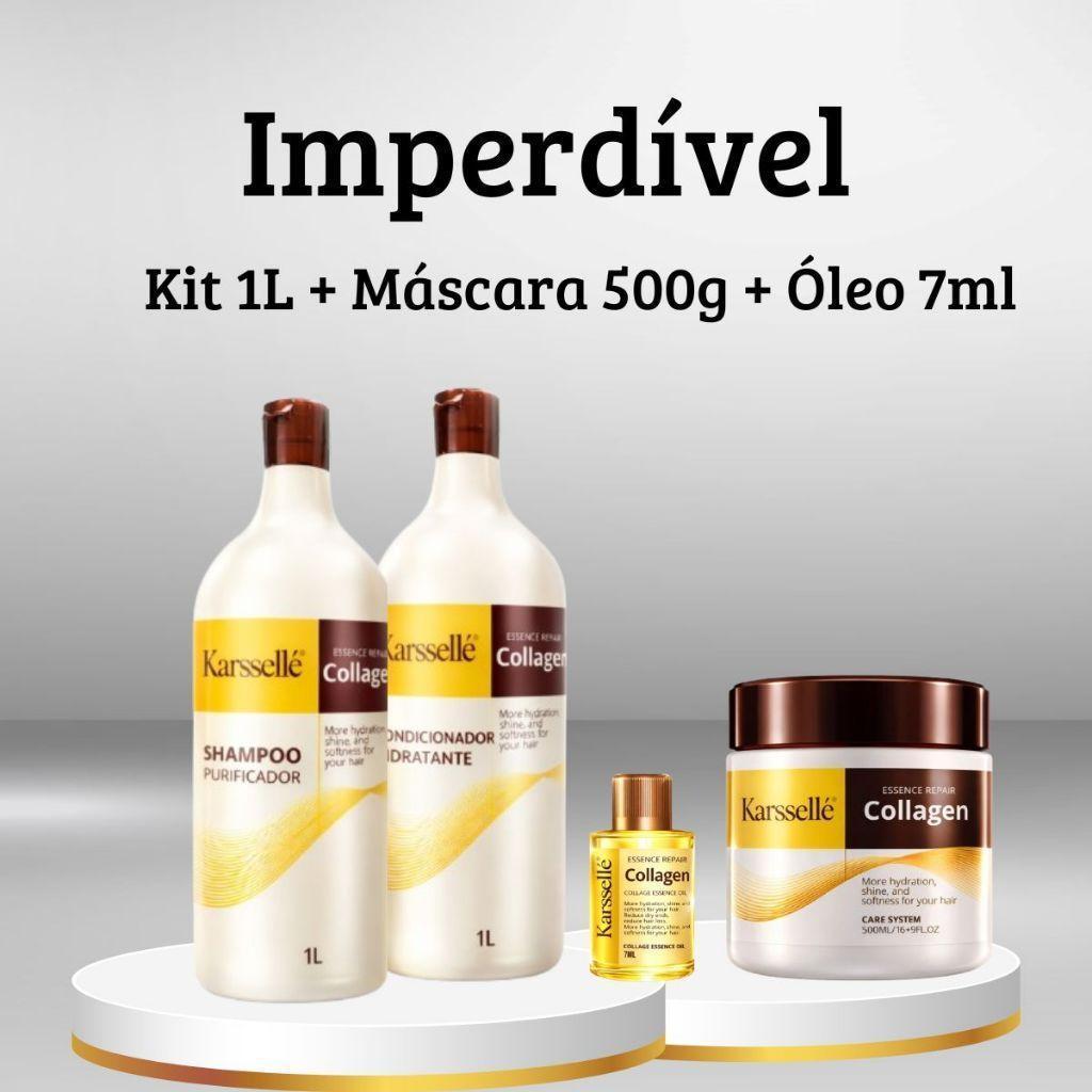 Kit Shampoo + Condicionador 250ml OU 1Lt + Máscara 500g + Oleo 7ml KRS
