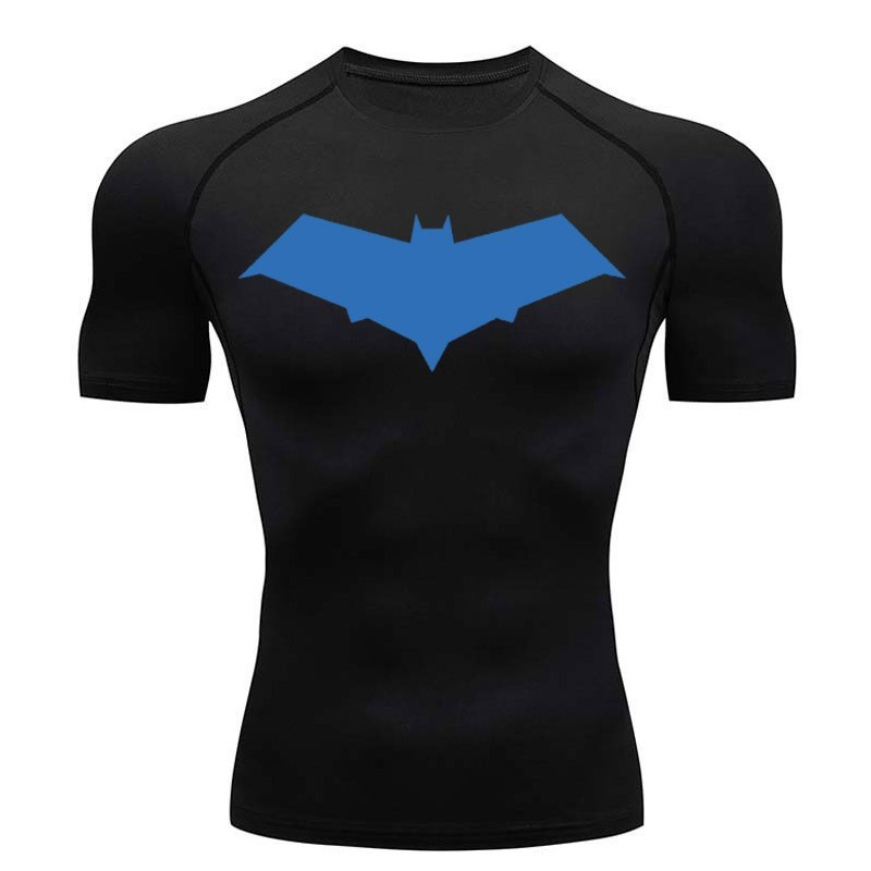 Camiseta Masculina De Fitness Para Caminhada , Camisa De Compressão De Manga Curta , Secagem Rápida , Preta , Esportiva