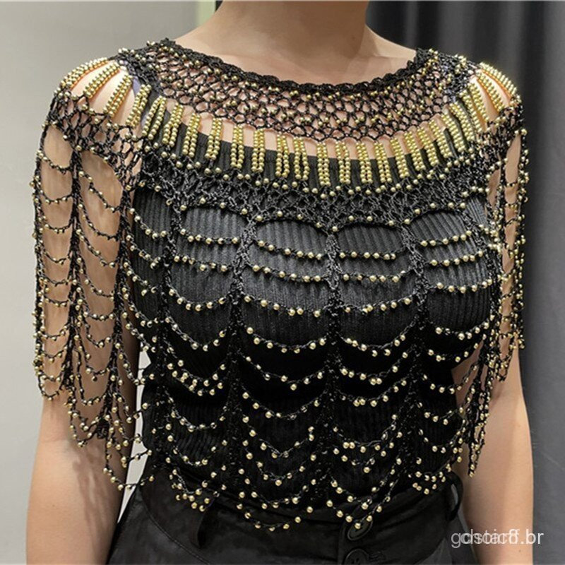 Vestido de Noite de Alta Qualidade com Aplicações de Pérolas, Capa com Lantejoulas Brilhantes, Boleros, Xales de Noiva, 