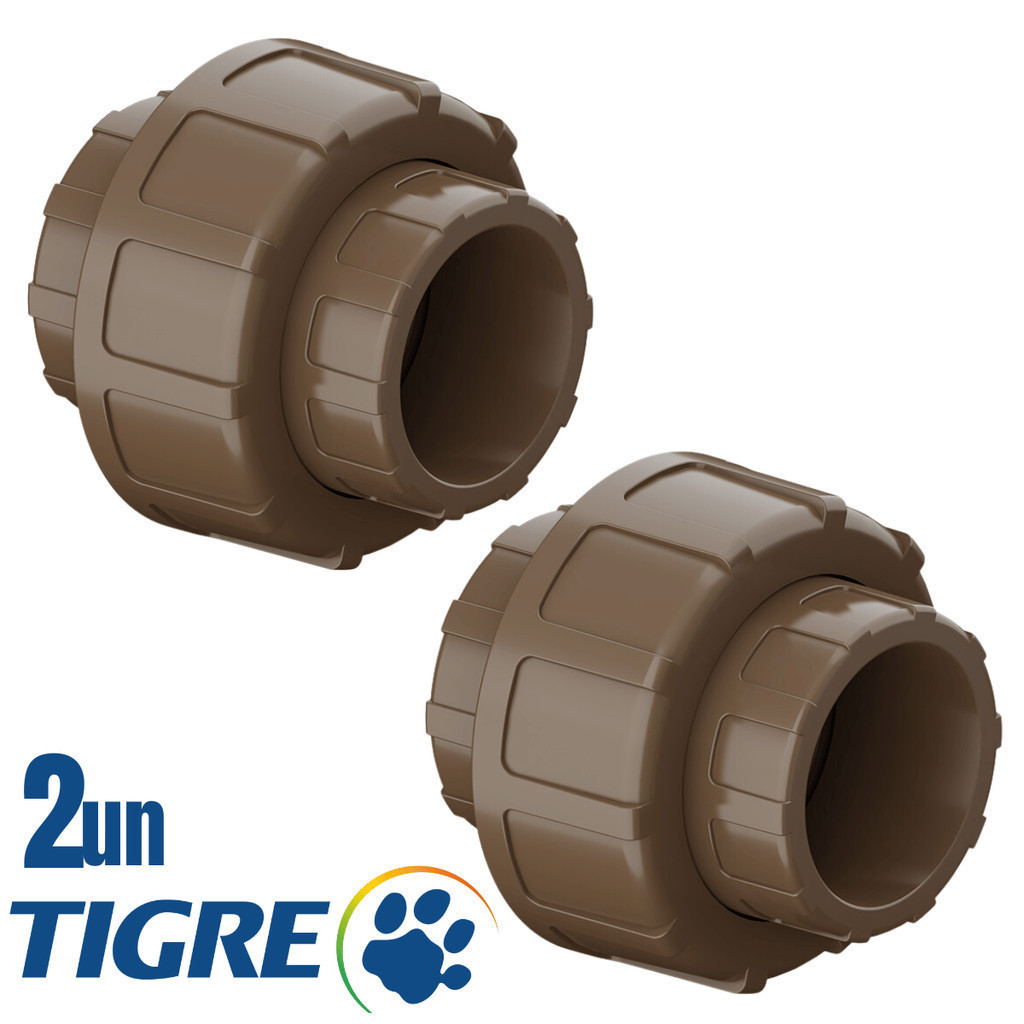 Kit 2 Un. União Soldável Tigre 50mm PVC Água Fria | Motobomba / Construção / Encanamento