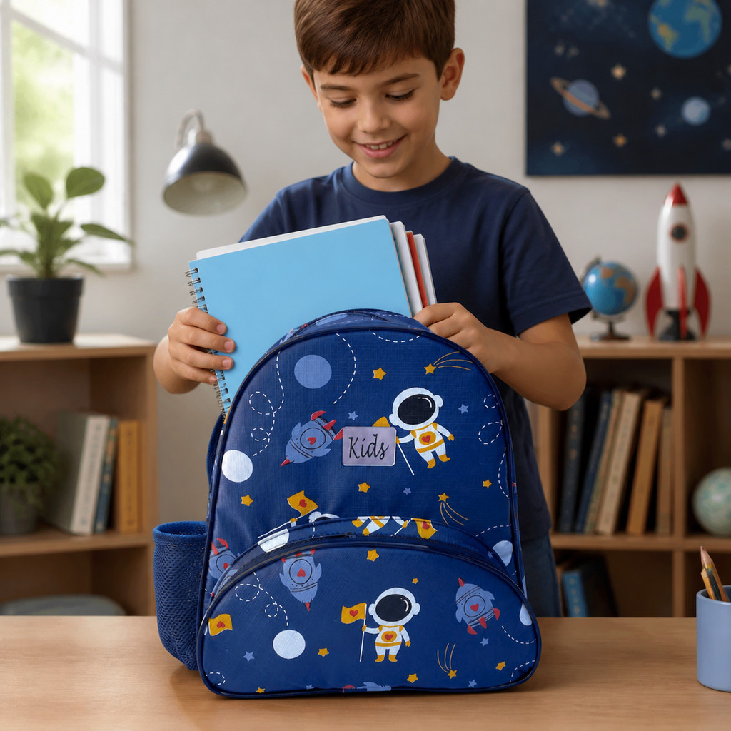 Mochila Maternidade Menino Bolsa Astronauta Para Passeio Creche Escola de Costas Bebê