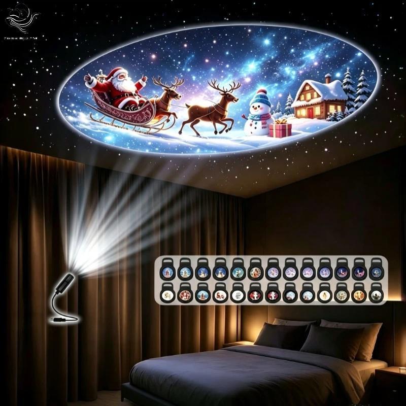 PFG USB Natal LED Projetor Luz 6 Slides Substituíveis Lâmpada Dinâmica De Economia De Energia Para Decoração De Casa Int