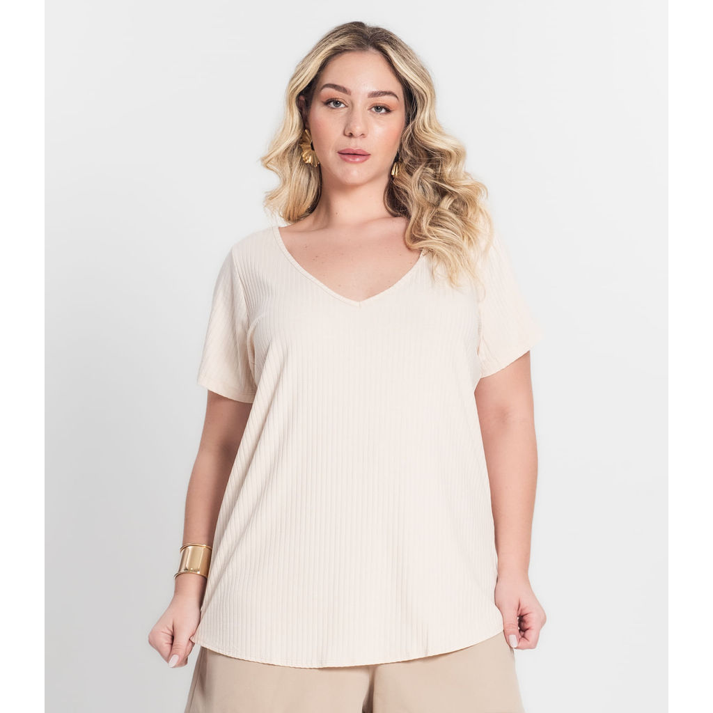 Blusa Feminina Plus Size da Infinita Cor Bege