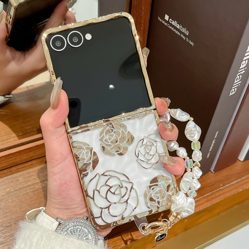 Ondas De Água Banhado A Textura Rosa Embalagem Para Samsung Galaxy Z Flip 8 Caso