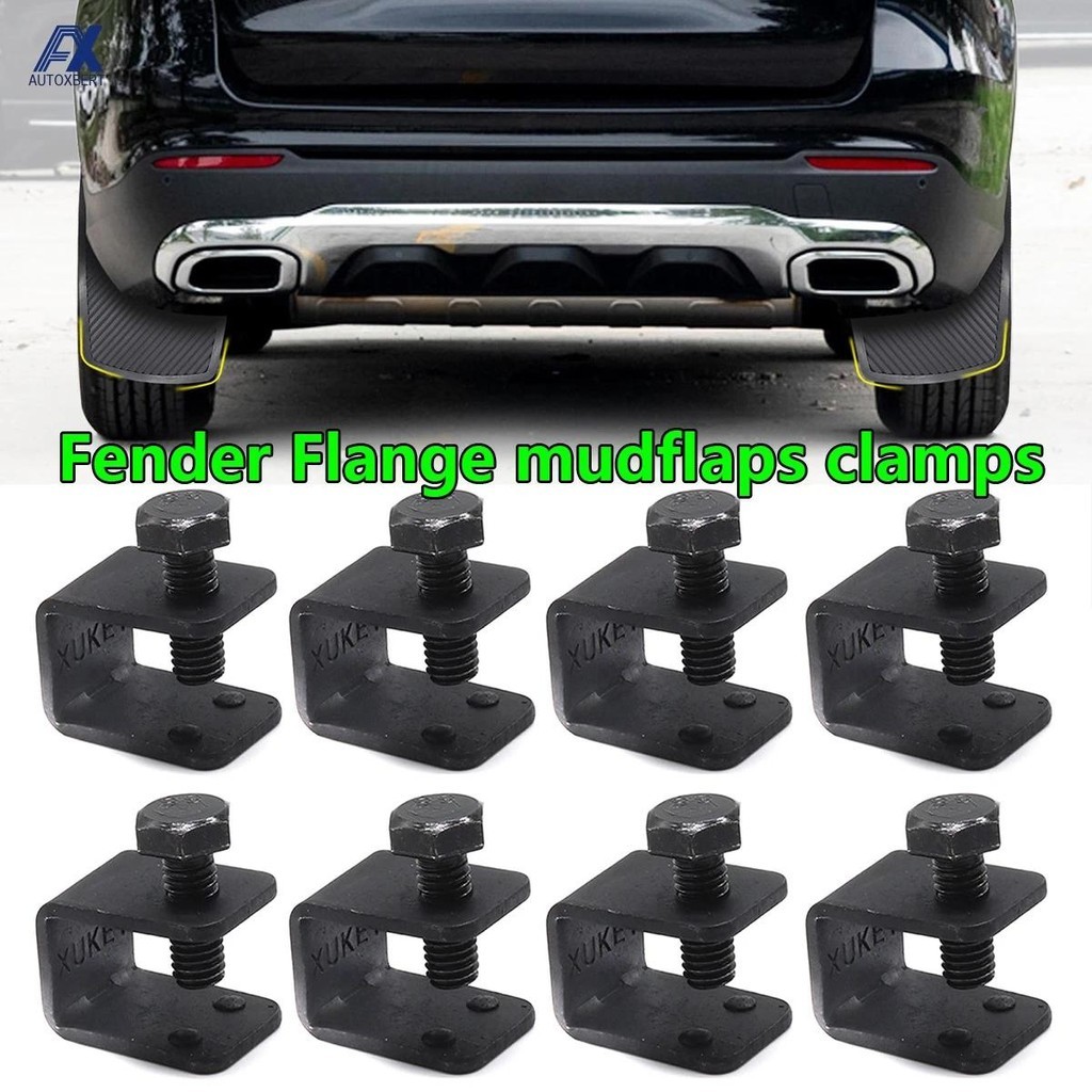 8x Universal Mud Flaps Respingo Guarda Preto Cu Braçadeiras Parafuso Em Sem Clipes De Perfuração Para Carro AUTO Com fen
