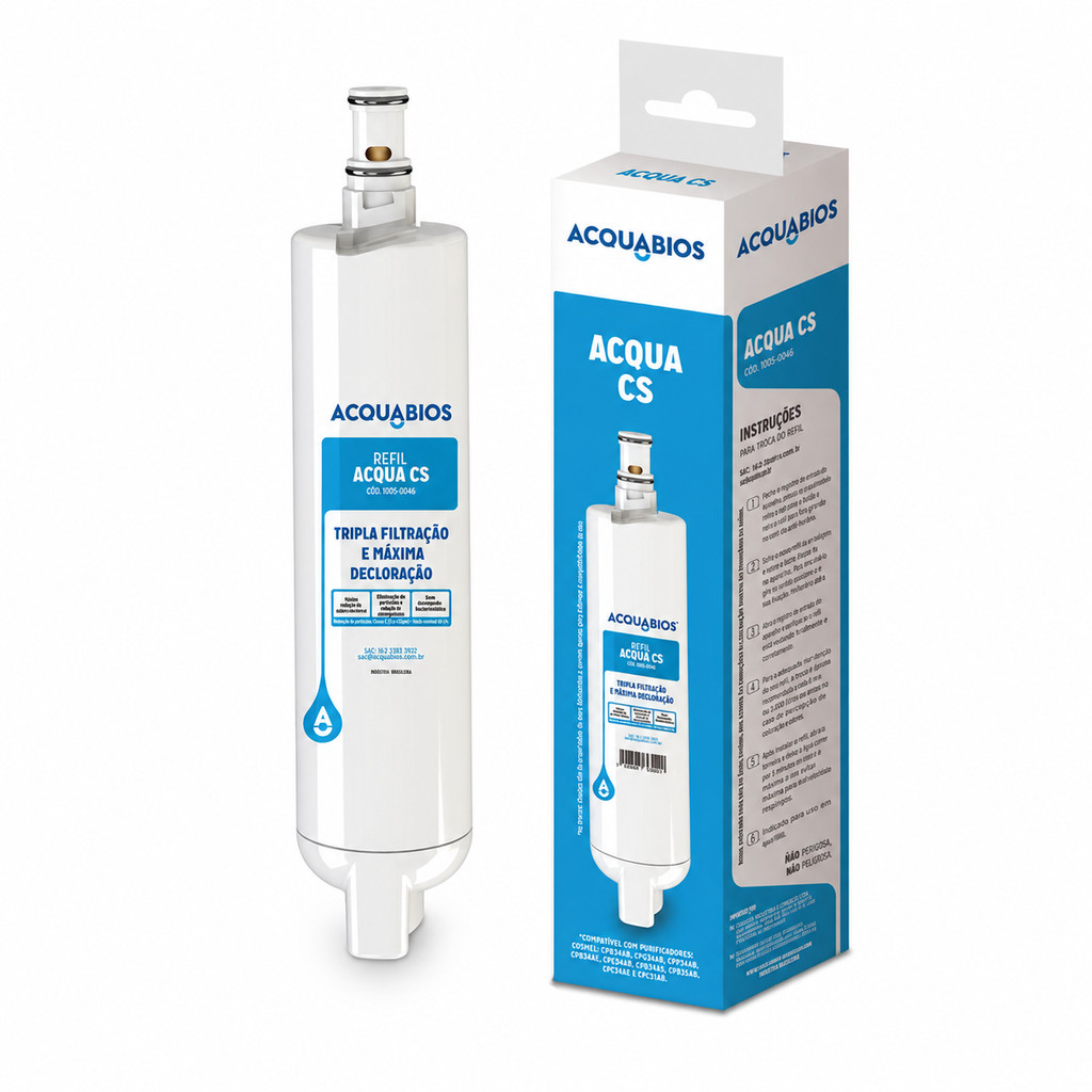 REFIL PARA PURIFICADOR ACQUA CS COMPATÍVEL COM CONSUL CPC30 CPB35 TRIPLA FILTRAÇÃO 2500L 1005-0046 - ACQUABIOS