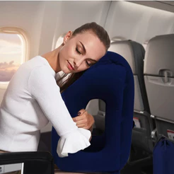 Almofada Viagem Inflável Travesseiro Descanso Dormir Suporte Cabeça Pescoço JJ