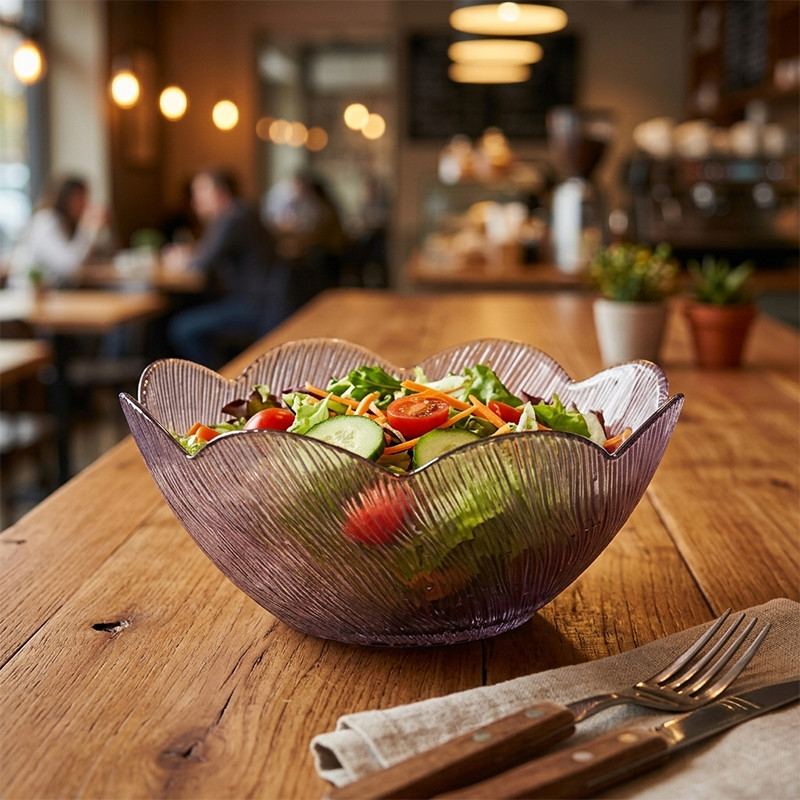 Tigela de salada de vidro cristal prato de frutas pétala prato de frutas vegetais frios placa especial high-end requinta