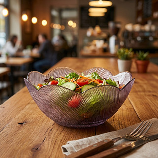 Tigela de salada de vidro cristal prato de frutas pétala prato de frutas vegetais frios placa especial high-end requinta
