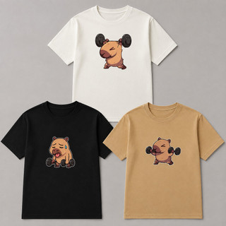Kit 3 Camisetas ou Unitária Feminina Estampada Capivara Academia Camisa Blusa 100% Algodão Fitness