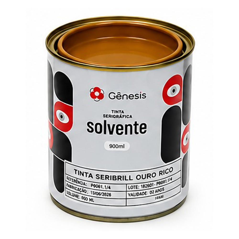 Tinta Seribrill Metalico Ouro Rico 900ml para sacola plástica