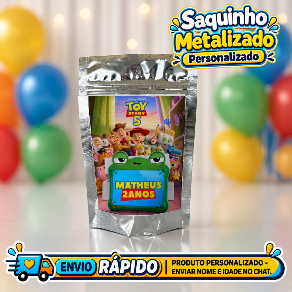 Saquinho Metalizado Toy stoy 5 Personalizado / Lembrancinha de Festa /Aniversário