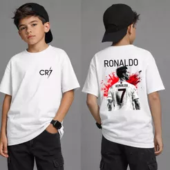 Camiseta Infantil Masculina Estampada 100% Algodão Estampa Cr7 Alta Qualidade Envio Rápido