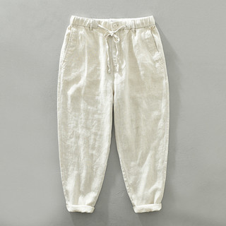 Calças de linho masculinas primavera verão calças retas finas calças masculinas de linho puro solto magro calças casuais
