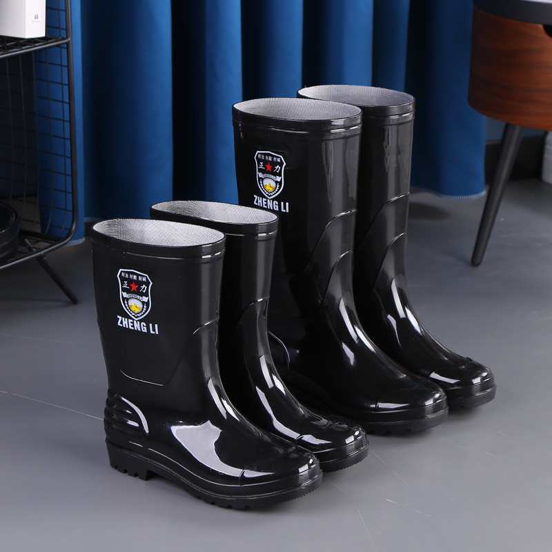 Sapatos masculinos de proteção do trabalho Botas de chuva impermeáveis antiderrapantes com capa de lã grossa sapatos de 