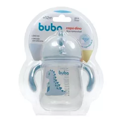Copo Buba Dino Alça Removível +12 Meses com Canudo Azul 240ml