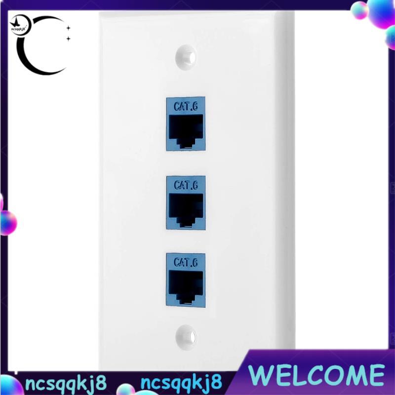 (Div 1Pack Placa De Parede Ethernet De 3 Portas , RJ45 Com Inserção De Acoplador Em Linha RJ45 Cat6 Jack