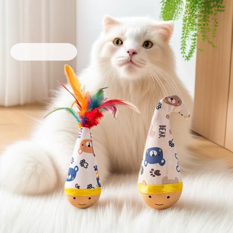 Tumbler gato brinquedo alívio do tédio ferramenta útil brinquedo para animais de estimação gato tumbler pena brinquedo