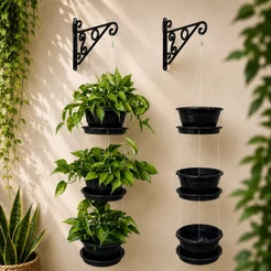 Triplo Vaso Prato Cabo Nylon 21x100 Antidengue Autoirrigável - Preto