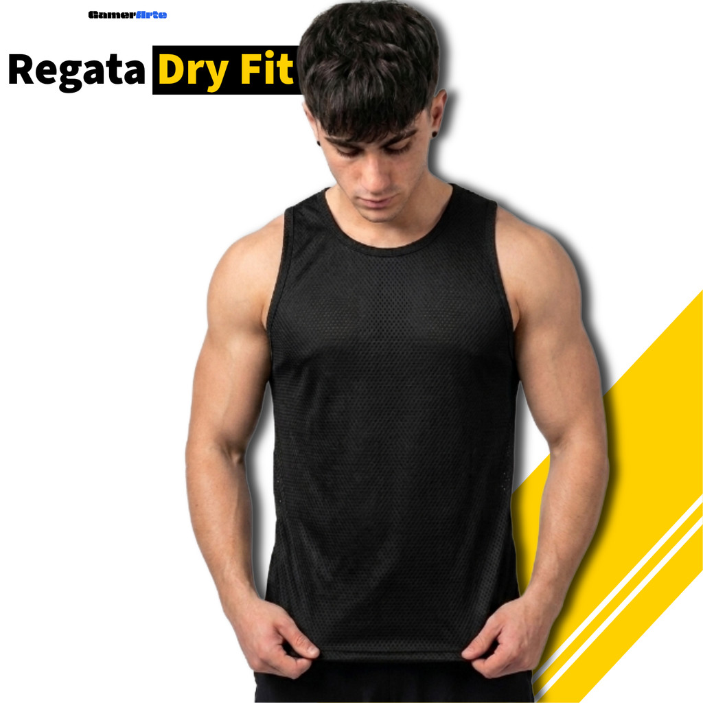 Regata Masculina Dry Fit Lisa - Camisa Regata Esportiva Academia Treino Corrida Ciclismo Crossfit Musculação